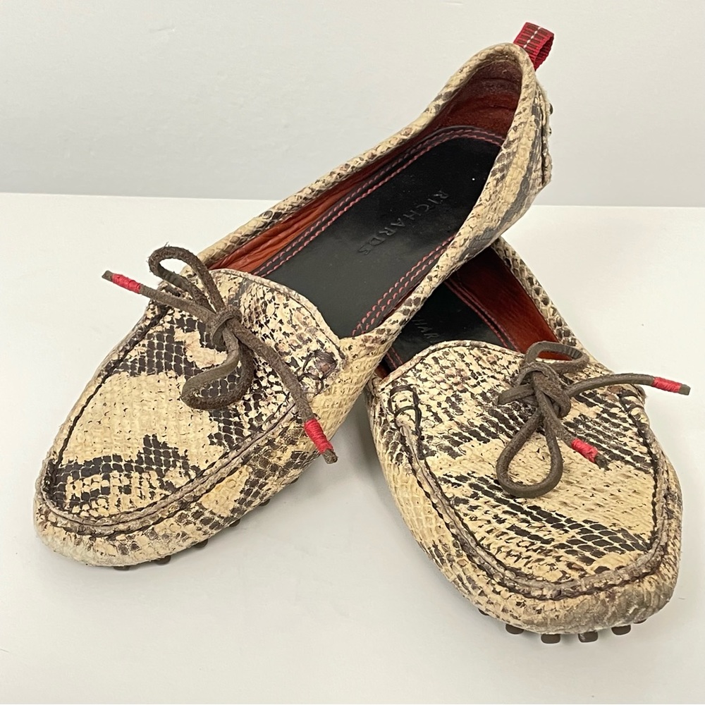 Richards Leather Python Print Driving Moccasins, … - image 2